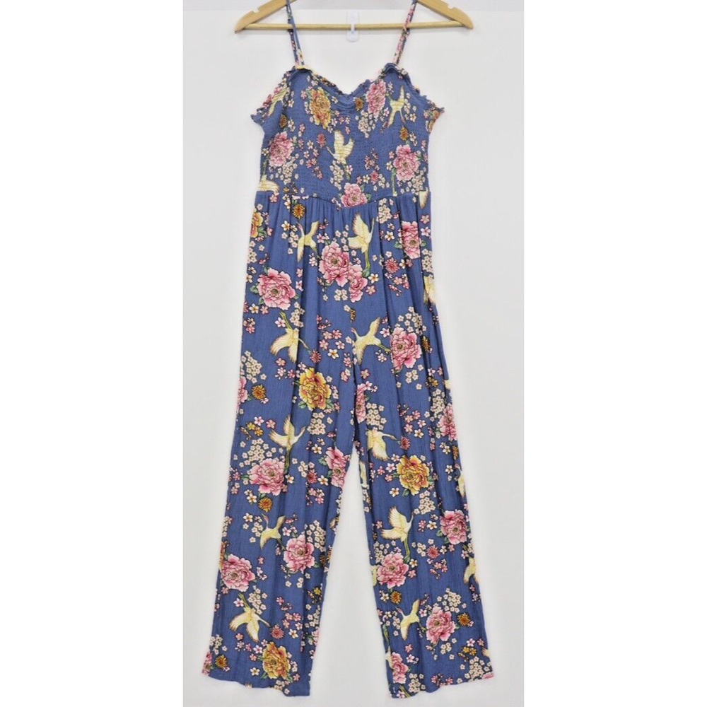 Derek Heart Blue Floral Jumpsuit